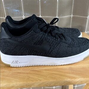Nike Black Flyknit Air Force 1 with White Midsole